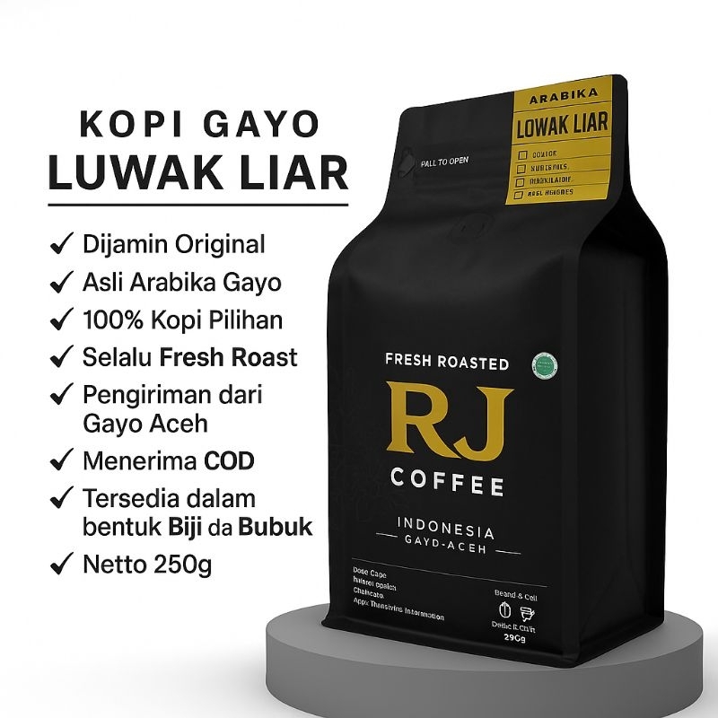 

KOPI ARABIKA -ATJEH (luwak liar, asli langsung di kumpulkan dari hutan) pure premium
