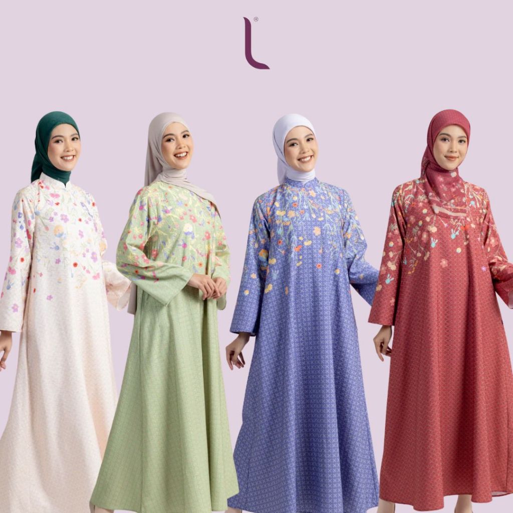 ELZATTA Gamis Basic Florentia - Fashion Muslim Pakaian Dress Gamis Wanita Motif Bunga Best Seller