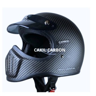 Helm JS Cakil Full Face Carbon/Helm Cakil /Helm Trail/Helm Murah/Helm Cakil Pria/Helm Costum