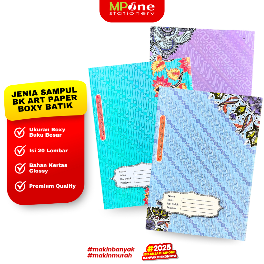 

(1 PACK) Jenia Sampul Buku Tulis Art Paper Glossy Boxy Motif Batik / Sampul Buku Sekolah Ukuran Boxy / Sampul Buku Glossy Batik Isi 20 Lembar JENIA