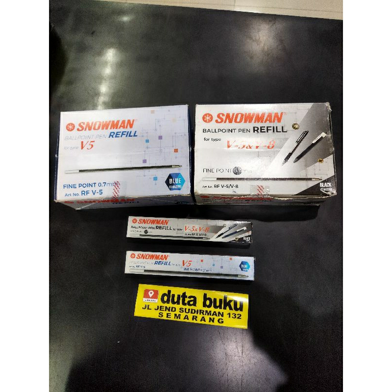 

Isi Refill Pulpen Pen Bolpoin Snowman V5 0.7mm Tinta Terang - 1 lusin