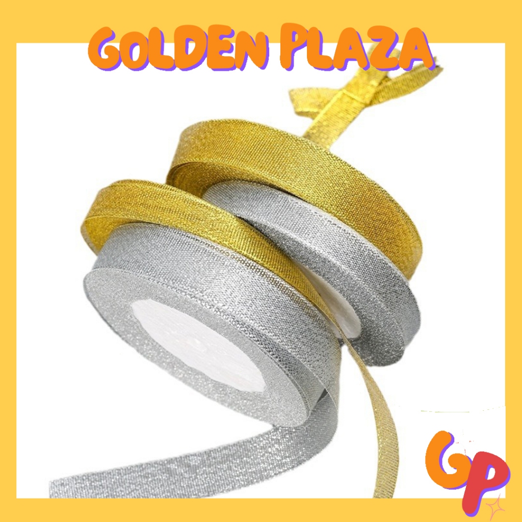 

(ROLL) Pita Hias Gold and Silver 2cm 4cm Korean Ribbon Pearl Pita Motif Pita Buket Bunga Pita Kado Buket PT17