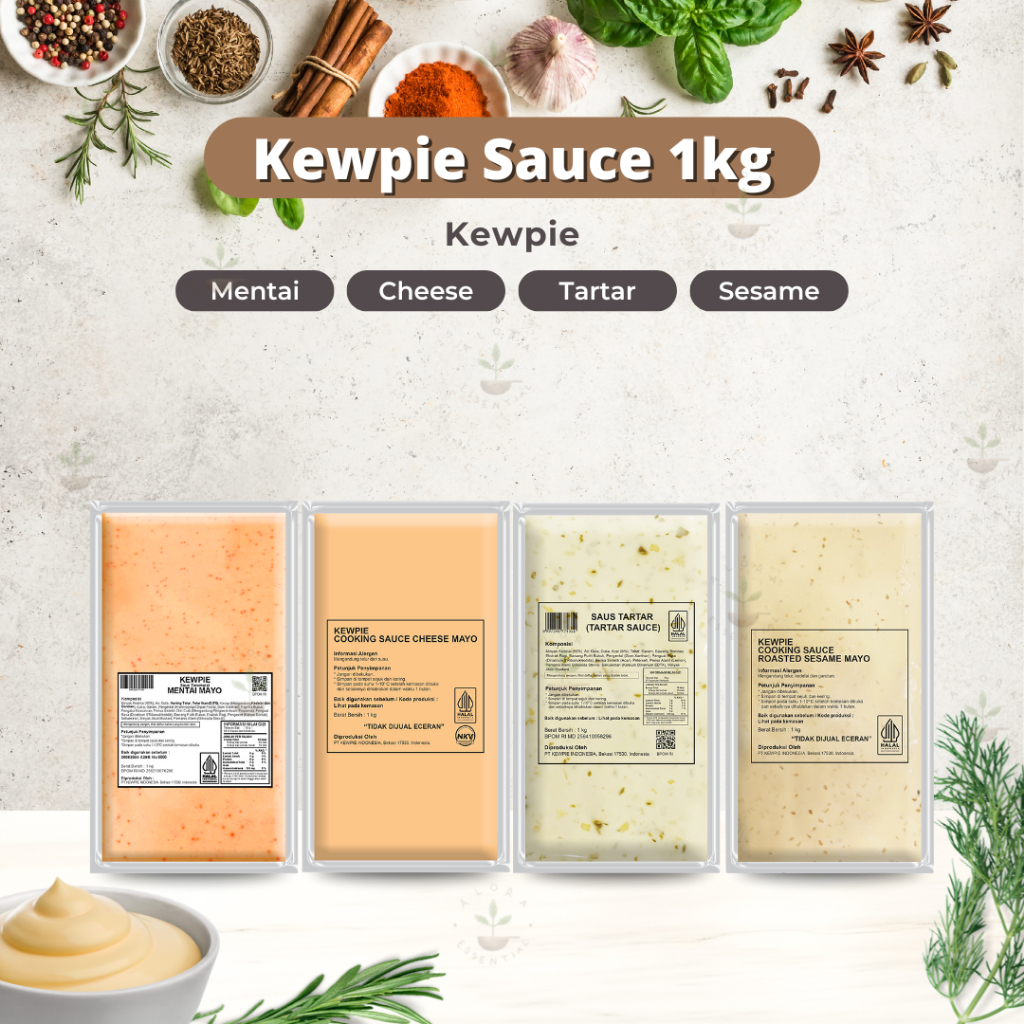 

Kewpie Cooking Sauce Mentai Mayo Cheese Mayo Tartar Sauce Roasted Sesame Mayo 1 Kg - Saus Mentai Saus Tar Tar