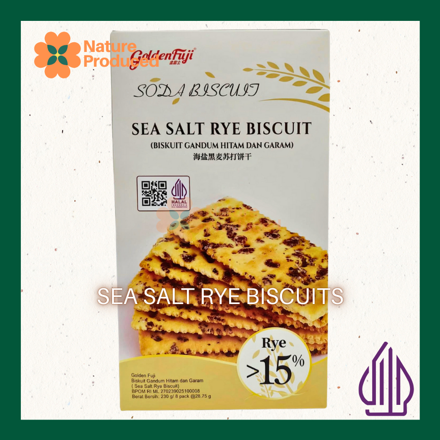 

[Golden Fuji] Soda Biscuits Sea Salt Rye – Gandum Hitam & Garam | Cemilan Impor Renyah dan Gurih