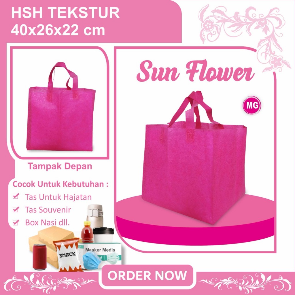 Tas Kotak Nasi | Tas Berkat | Tas Hajatan Box Nasi 22x22 | Tas Besek Spunbond | Tas Spunbond Texture