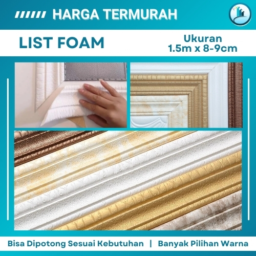 Wallpaper Sticker List Foam 3D Dekorasi Dinding Kamar Tidur Lis Moulding Ukir Gold Best Quality
