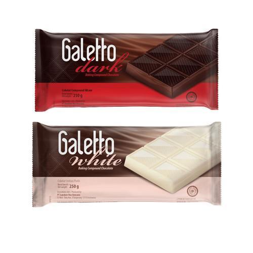 

Galetto Dark white Compound 250gr Halal Topping Kue