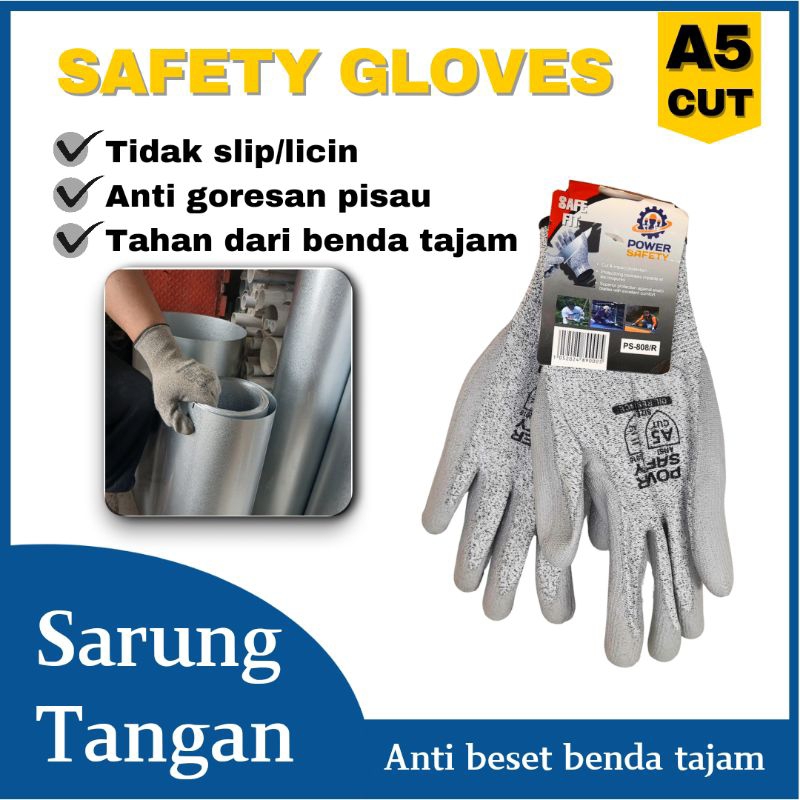 Sarung tangan anti cut beset pisau anti slip safety gloves A5