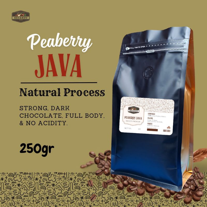 

Kopi Peaberry Java Premium 250gr - Dark Roast Natural Process