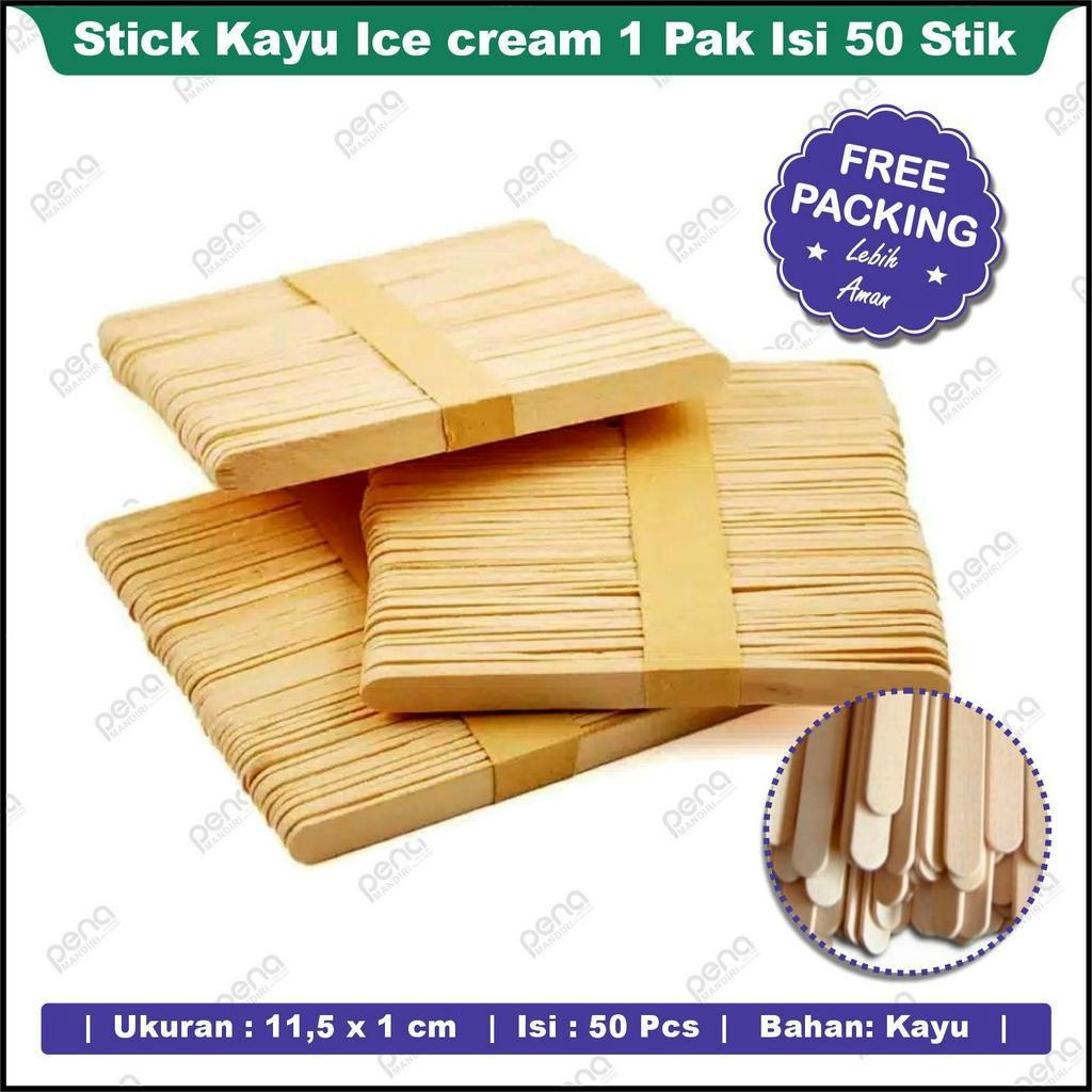Stick Kayu Ice cream Mainan Kerajinan Stik 1 Pak Isi 50 Stik