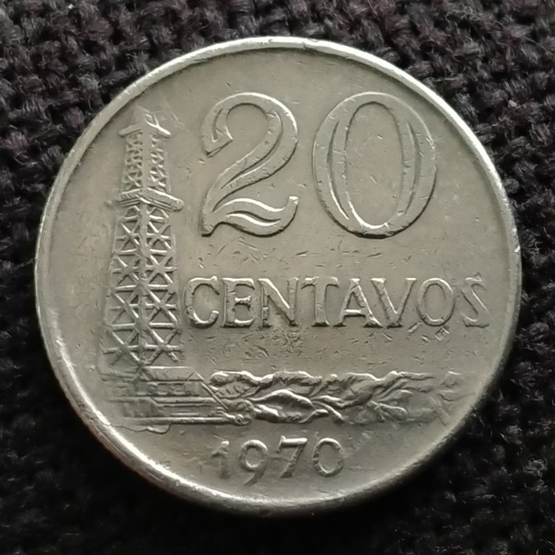 Koin Kuno Brazil 20 Centavos 1970 2,5 cm
