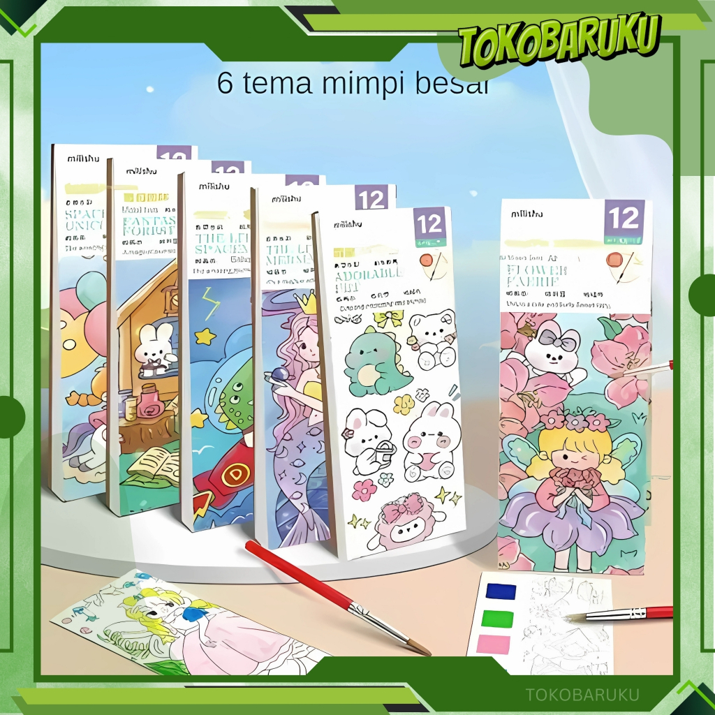 

Set Paket Lukisan Cat Air Alat Melukis Anak Buku Mewarnai Painting DIY