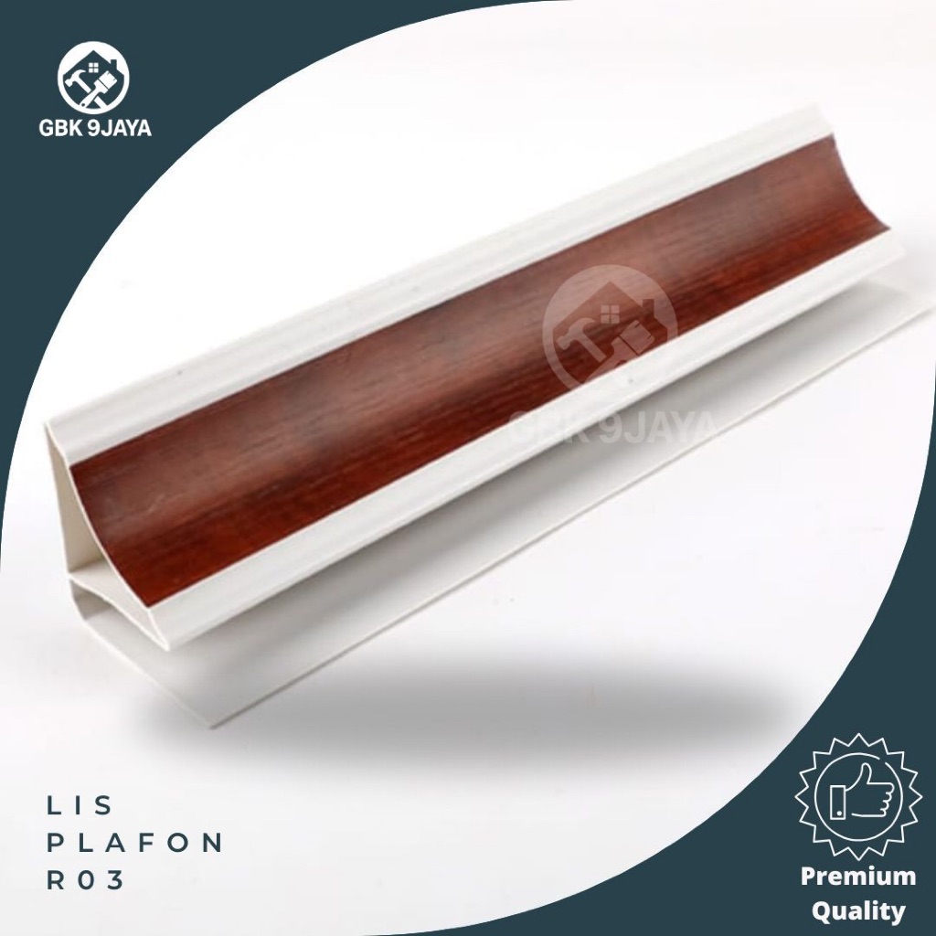 Lis Sudut Siku Minimalis Putih Kayu R03 Panjang 100cm Lis Plafon PVC Dekoratif Tahan Rayap