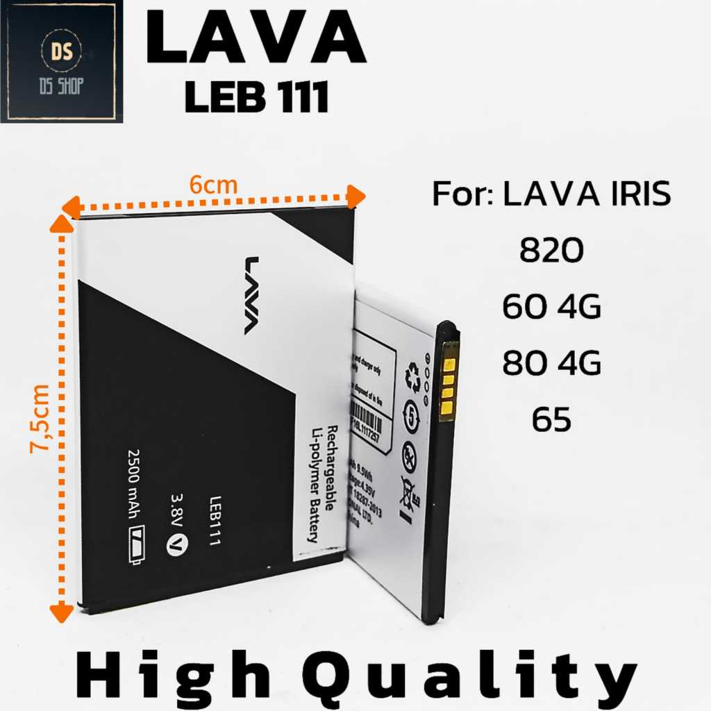 Baterai HP Lava Iris 820 / 60 4G Batre Lava Iris 80 4G Leb 111 LEB111 Ori Batrai Batre HP