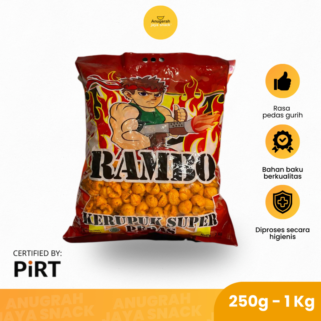 

Kerupuk Keong Pedas Rambo 250gr - 1kg Cemilan Snack Kiloan Makanan Ringan