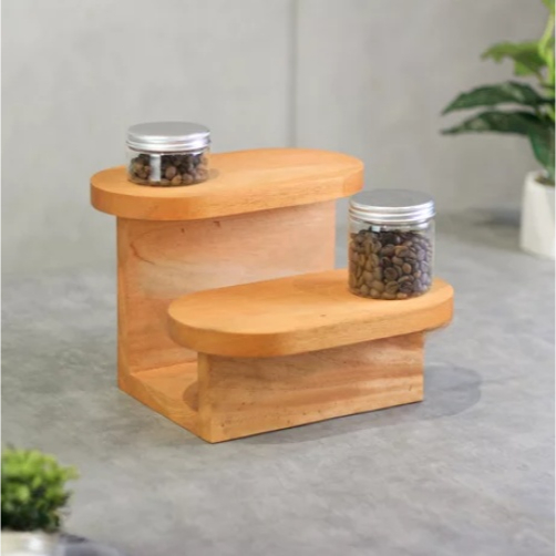 Rack Rak Holder Kayu Tempat Penata Botol Kopi Gula Bumbu Masak Dapur Serbaguna