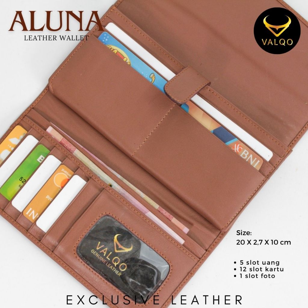 Dompet kulit Kulit Sapi Dompet Wanita perempuan Dompet Panjang Dompet Kartu - ALUNA - VALQO