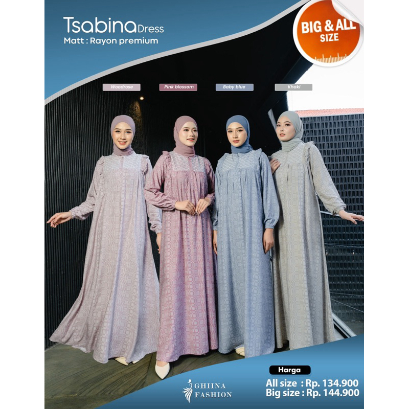 TSABINA DRESS, gamis ghiina, dress ghiina, ghiina fashion, dressa adem