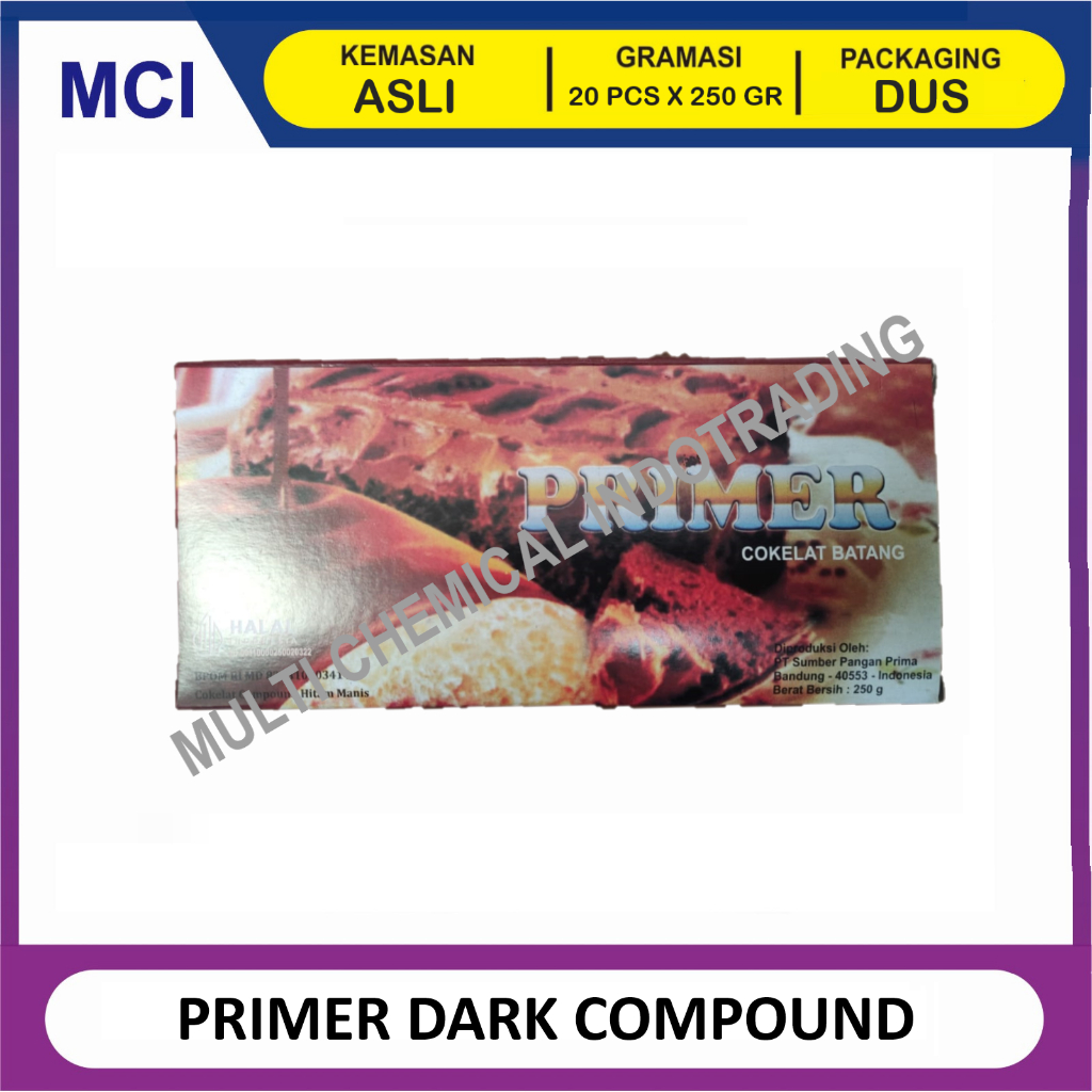 

PRIMER DARK CHOCOLATE COMPOUND / COKELAT BATANG PRIMER COKLAT 250 GR - 1 DUS 20 PCS