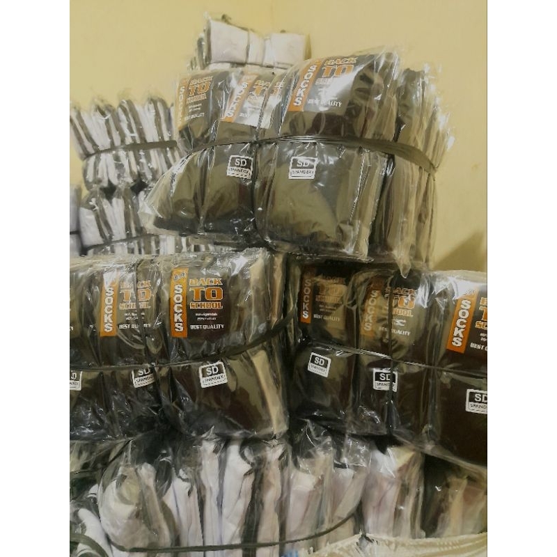 Grosir 5 Lusin Kaos Kaki Hitam Polos Ukuran SD