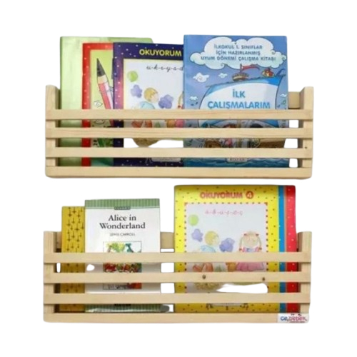 Rak Buku Serbaguna Tatakan Ambalan Dinding Tempat Penyimpan Al Quran Iqra Juz'ama Kayu Aesthetic