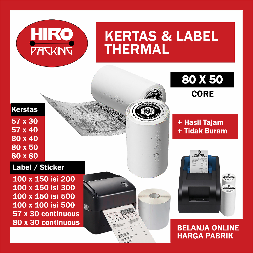 

Kertas Struk Thermal Paper Roll 80mm 80x50 80x40 80x80 57x40 57x30 Termal EDC Thermal Printer Mini Bluetooth 80mm Core Lengkap