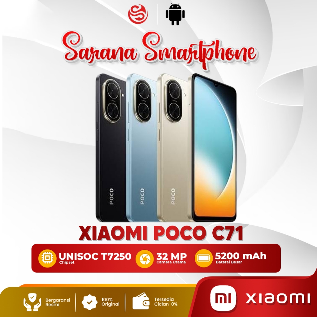 POCO C71 4GB/128GB | HP Android 1 Jutaan | Layar 6.88" 120Hz | Baterai 5200mAh | Garansi Resmi