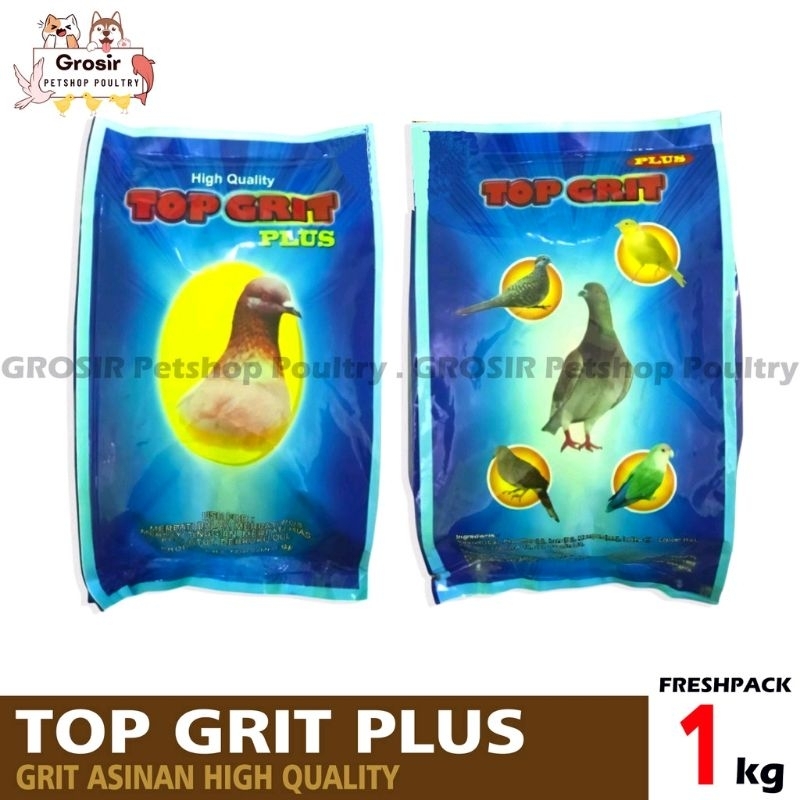 TOP GRIT PLUS MERPATI DARA PERKUTUT 1000 GR 1 KG PAKAN BURUNG ASINAN REMISAN KALSIUM