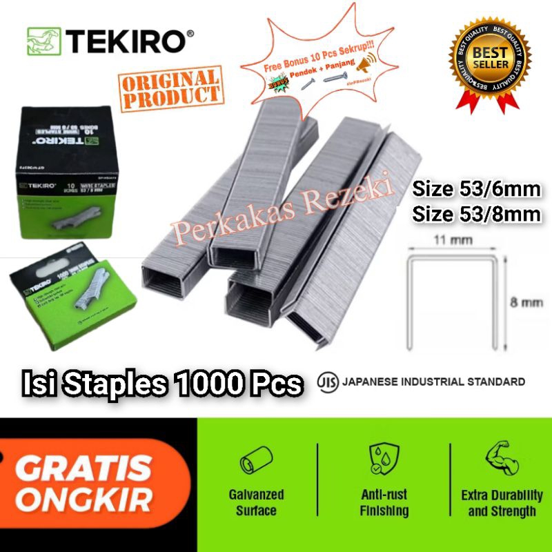 

TEKIRO ISI STAPLES 1000 PCS ORIGINAL 6 MM 8 MM TOOLS isi staples tekiro isi 1000 pcs isi staples 6mm isi staples 8mm tekiro