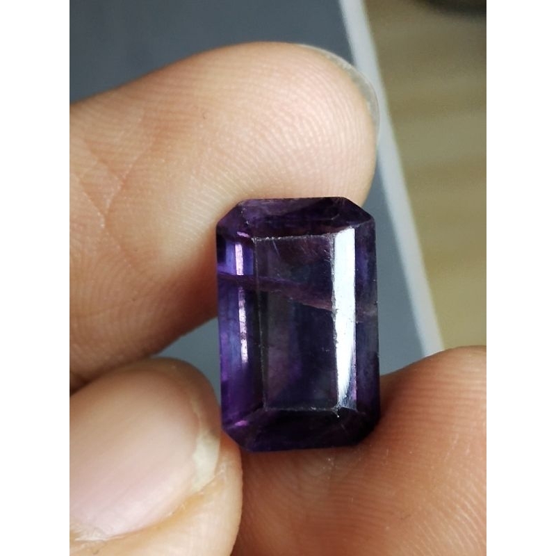 Natural Fluorite Memo 14 x 9 x 6 mm 7.45 Ct Violet Ungu Octagon Cutting YGL 1090