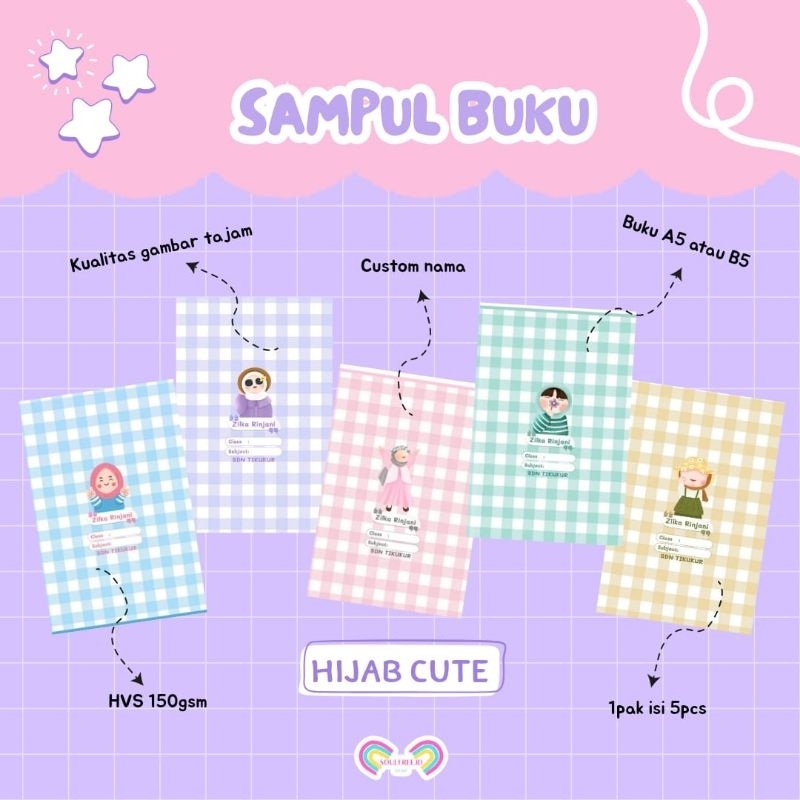 

sampul buku aesthetic / sampul buku custom /sampul buku A5 / sampil buku B5 / HIJAB CUTE