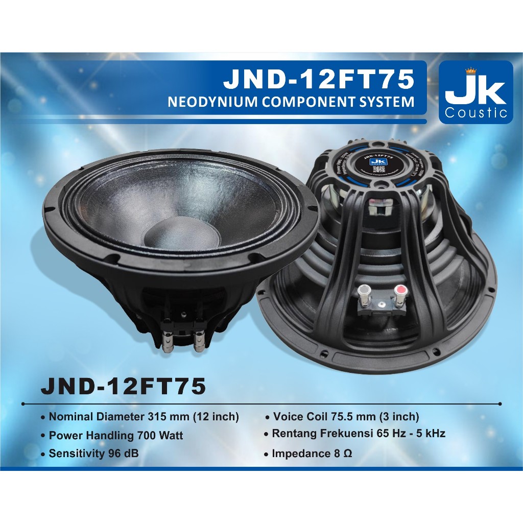 Speaker neo 12 in Jk Coustic JND 12FT75 komponen neo 12inc JND-12FT75