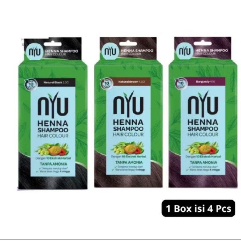 NYU Henna Hair Color Shampoo Natural Black || Brown || Burgundy