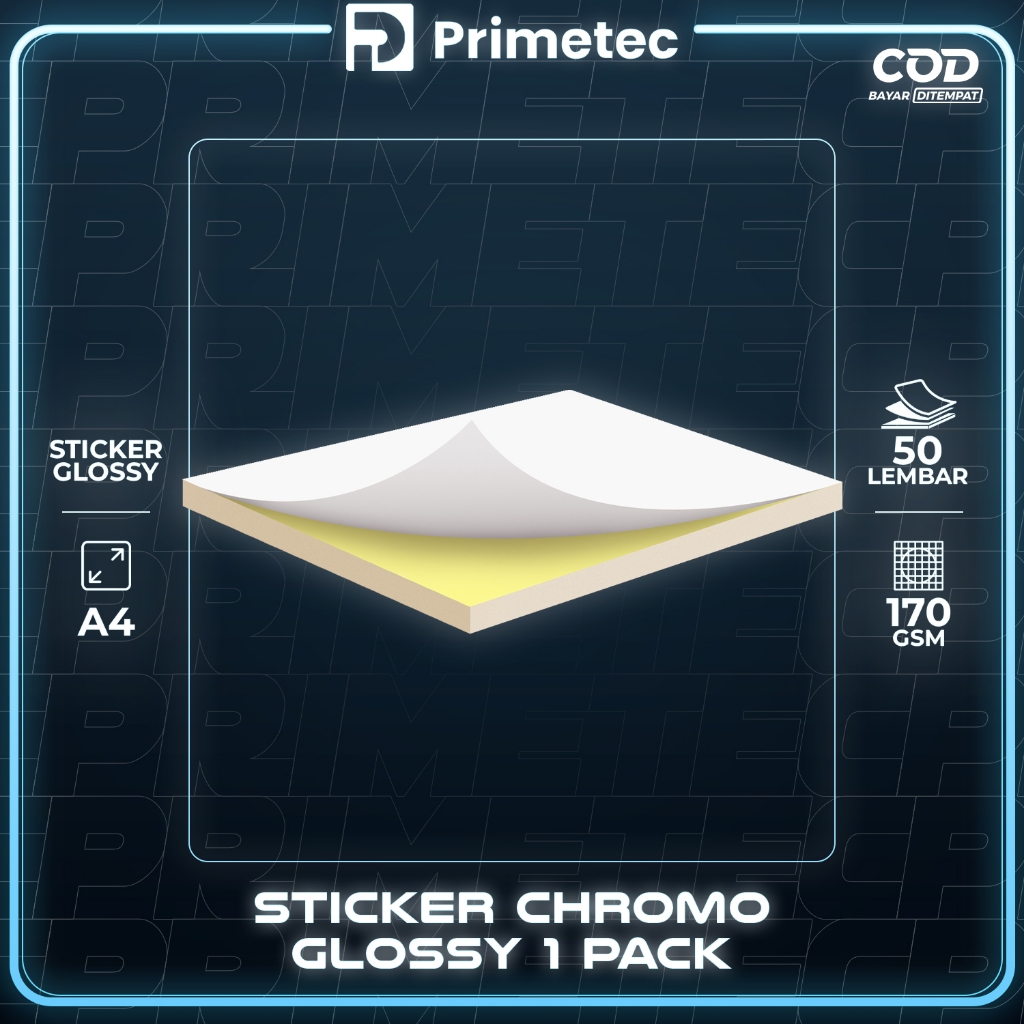 

RB Sticker Chromo HVS A4 isi 50 lembar / Kertas Stiker Inkjet Glossy / Doff Matte A4 Primetec