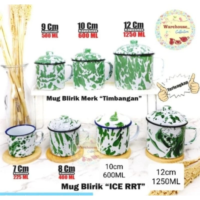 Cangkir mug gelas lurik burik Mug jadul blirik enamel / mug jadul
