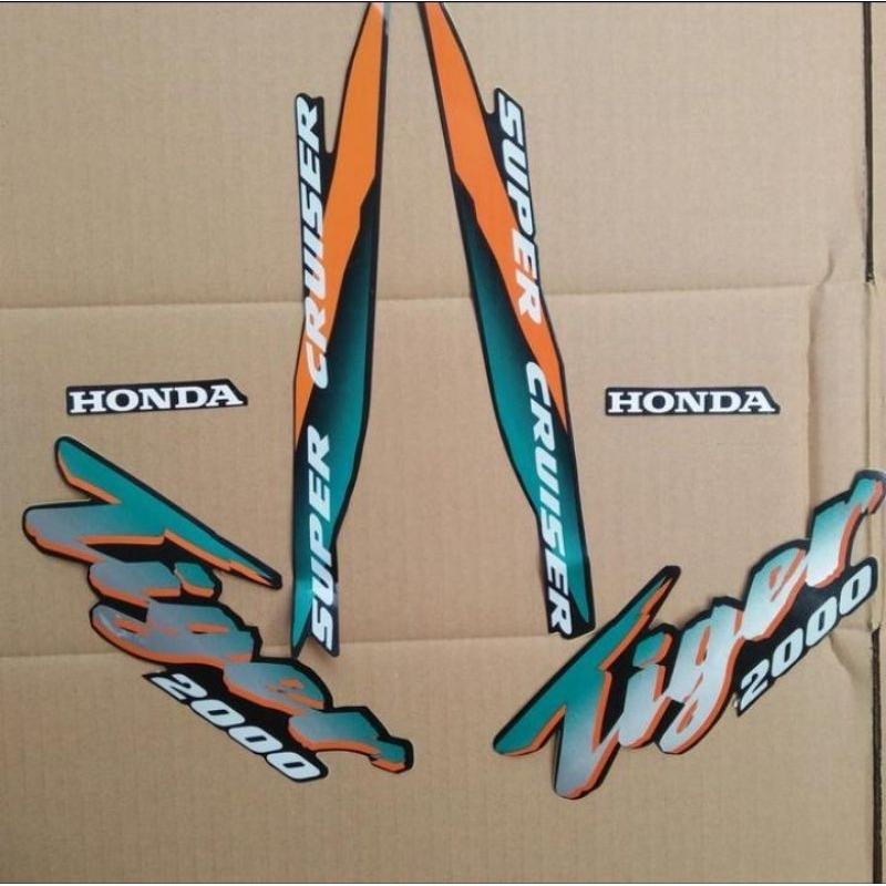 Striping Stiker Motor Honda Tiger 2000 Warna Hitam-Silver
