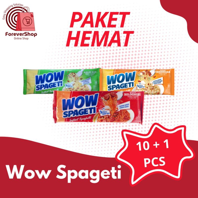 

Wow Spagetti - Paket Hemat 10 Gratis 1 Spageti Ala Resto Siap Saji Dalam 3 Menit