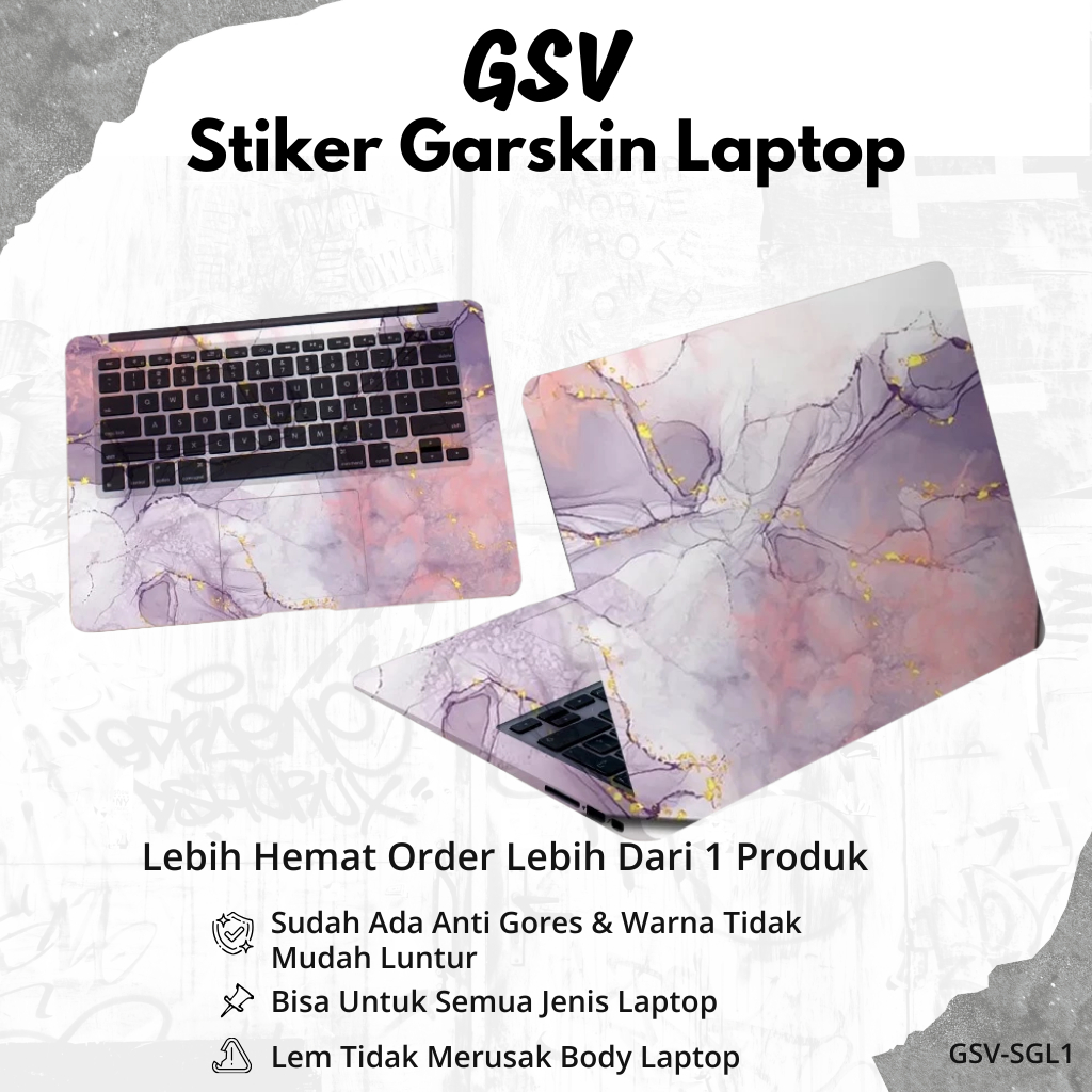 Stiker Laptop Motif Marmer Cover Protector Notebook Skin Garskin Minimalis Pelindung Laptop Lenovo A