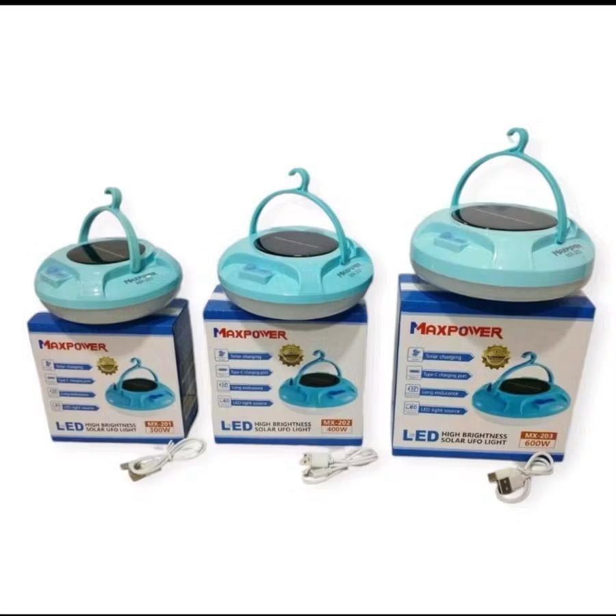 NEW Lampu Emergency MAXPOWER UFO Gantung Solar Panel - Lampu camping Emergency UFO - Waterproof IPX6