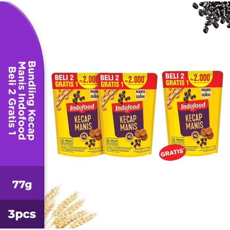 

Kecap Indofood 77gr beli 2 gratis 1 ( Sudah dapat 3 )