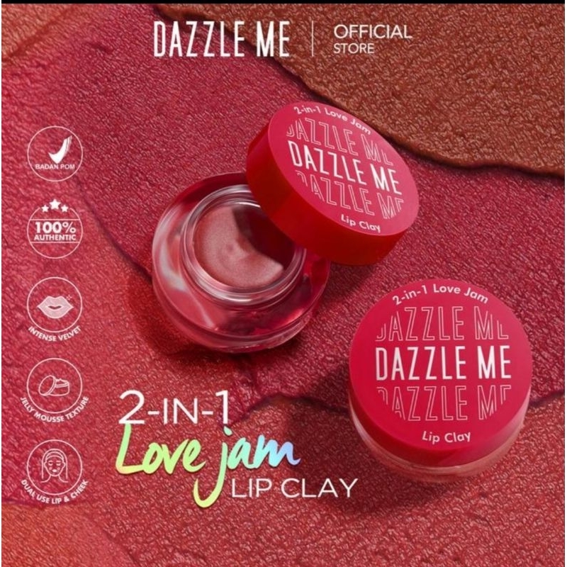 DAZZLE ME 2-In-One Love Jam Live Clay-  Lipstik Blush On Fungsi Moisturizing.Original/Bpom