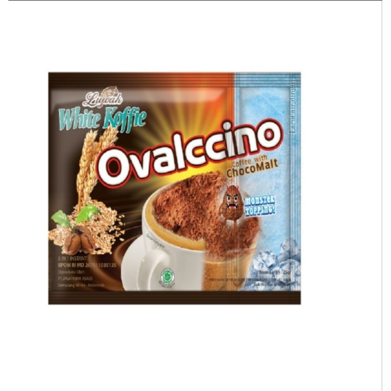 

LUWAK WHITE KOFFIE OVALCINNO 25gr RENCENG ISI 10 PCS +5 Pcs