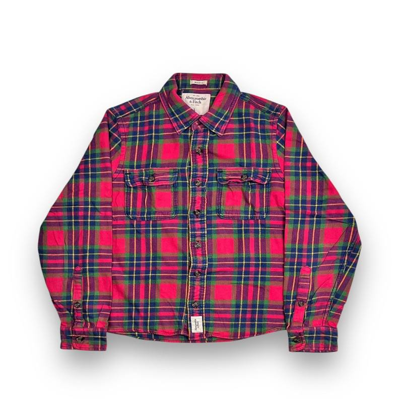 Abercrombie & Fitch Double Pocket Multicolor Plaid Flannel Muscle Fit