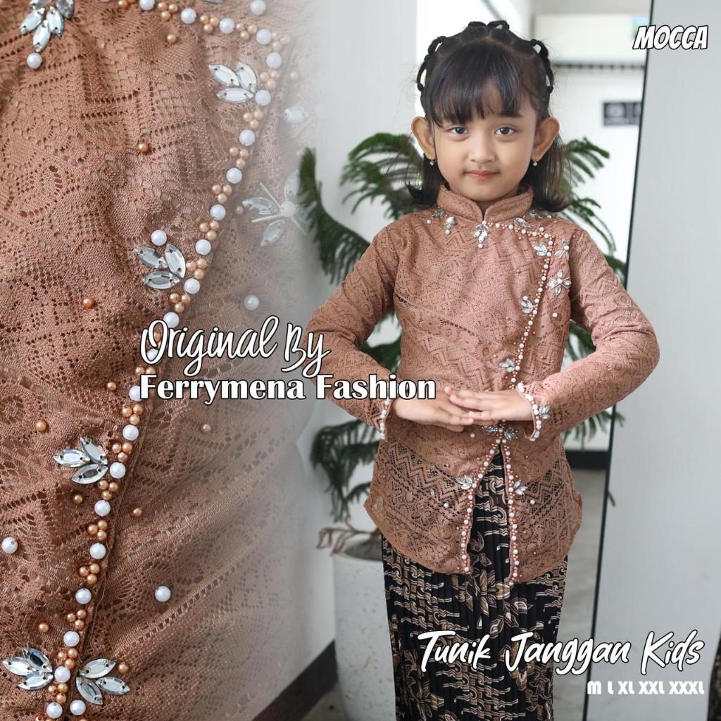 Baju Kurung Anak Burkat Janggan Payet Setelan Melayu Anak Anak Burkat Mutiara Mewah