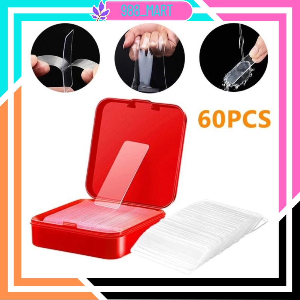 

【COD】【TERMURAH】 Double Tape Bening Dua Sisi Isi 60Pcs/Box / Double Sided Stickers Tape Transparent / Selotip Perekat Serbaguna Super Kuat /