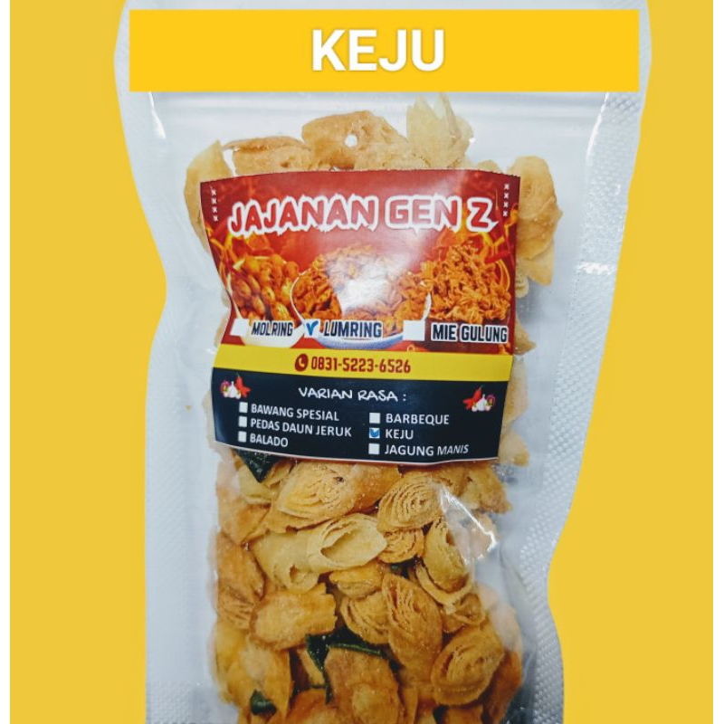 

LUMRING ( Lumpia kering) / kripik kulit lumpia rasa KEJU