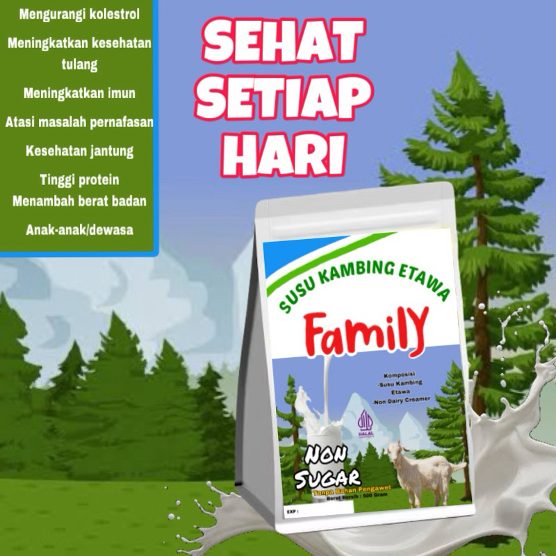 

Family Susu Kambing Etawa Non Sugar 500gr dan 1kg Alufoil