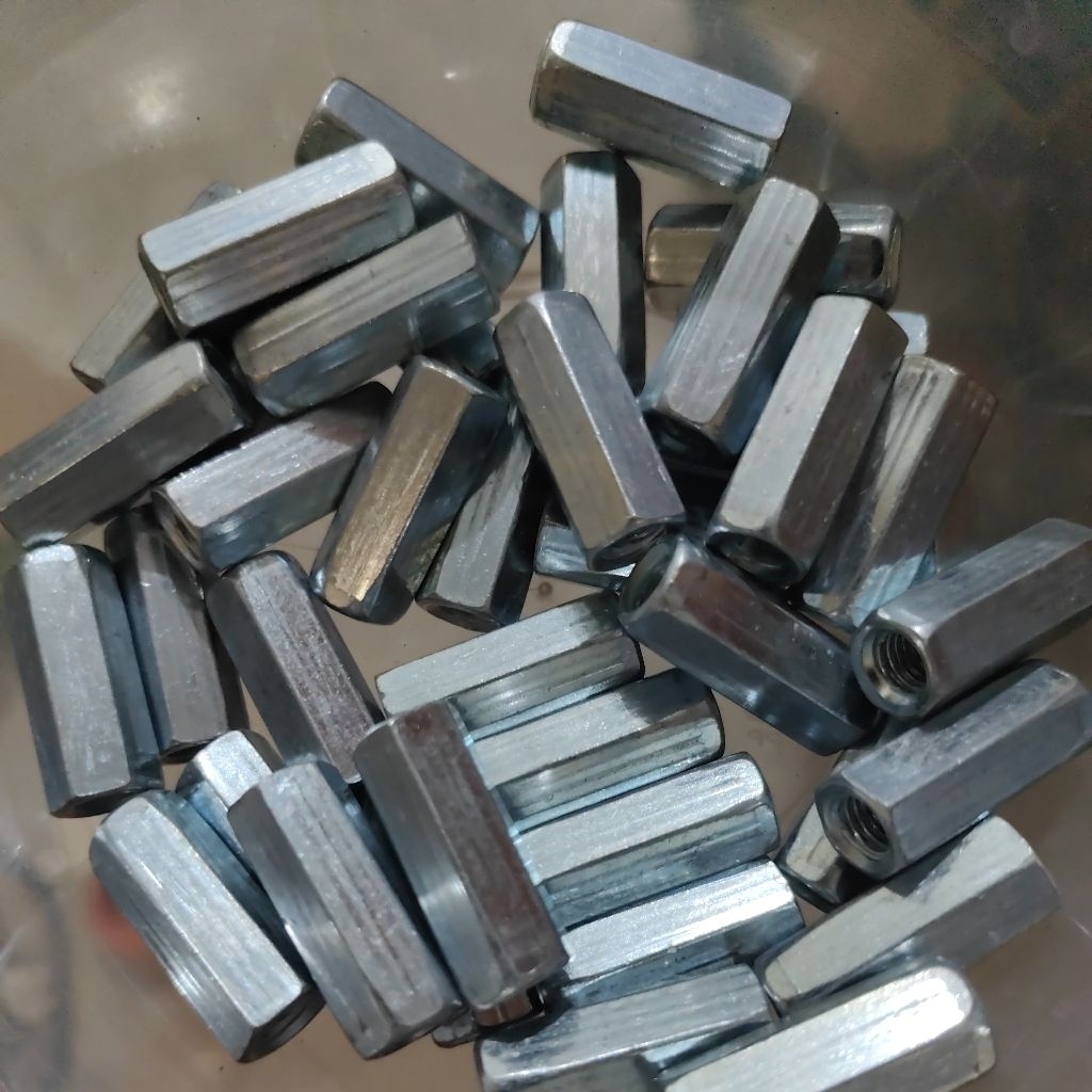 long nut M6 x 25mm kunci 10 drat pitch 1.0 / long nut m6x25 mm kunci 10 mur panjang M6 x 25 mm kunci