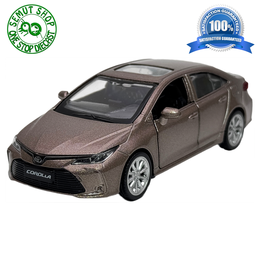 Apolo MSZ Toyota 2021 Corolla Hybrid Glossy Brown Miniatur Mobil Sedan Toyota Corolla
