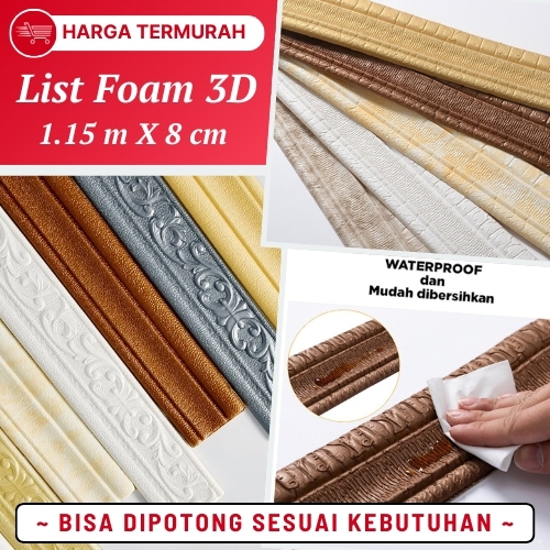 Wallpaper Stiker List Dinding Foam Moulding 3 Dimensi Pembatas Plafon Tempel Atas Kamar Aesthetic